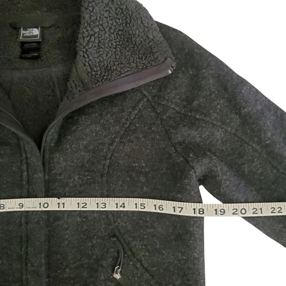 THE NORTH FACE Charcoal Gray Wool Blend Fleece Lined Full Zip Jacket Coat Size M